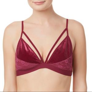 Express One Eleven Burgundy Stretch Strappy Bra Bralette Xtra Large Velvet NWT